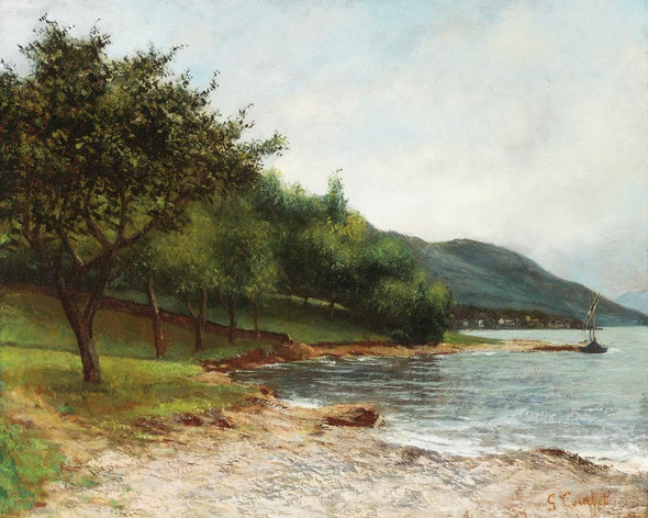 La Rive Du Lac Léman By Gustave Courbet (PRT_9448) - Canvas Art Print - 23in X 19in